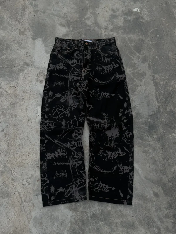 شلوار جین بگ مشکی کاستوم Bershka - Image 4
